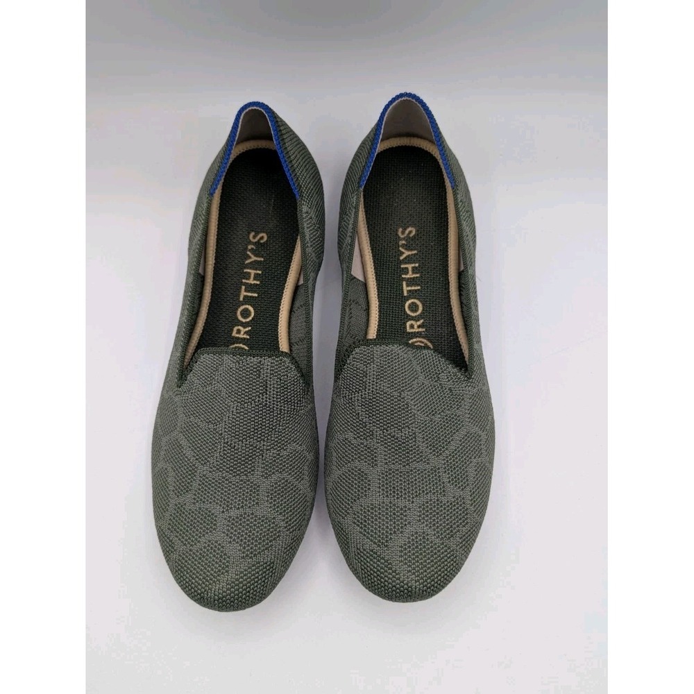 ROTHY'S Womens 7.5 Loafers Rounded Olive Green Safari Slip On Knit Shoes Retired